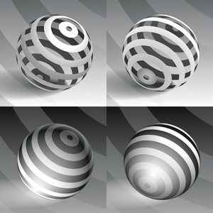 3d 矢量球面条纹体积形式，为您的业务，黑色和白色的示例