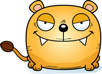 卡通母狮带着狡猾的表情的母狮幼崽的卡通插图照片