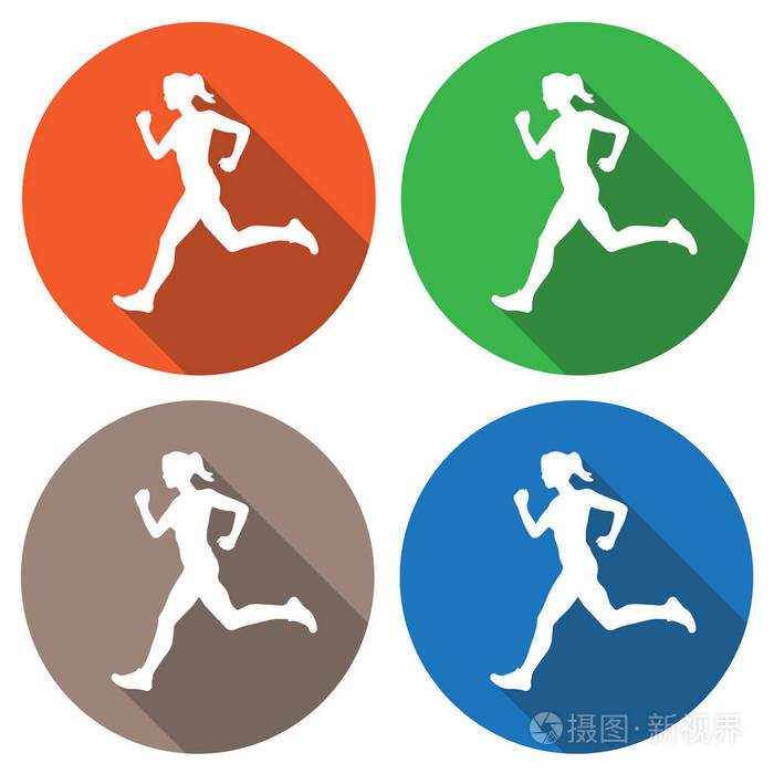 矢量图标赛跑者的标志在一个平面设计的徽章对于web概念和移动设备