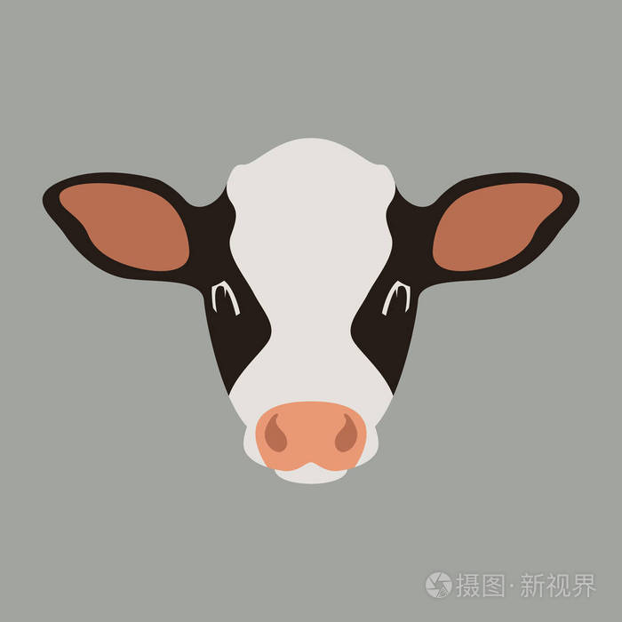 犊牛面矢量插画平面式前