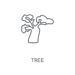 树线性图标。树概念笔画符号设计。薄的图形元素向量例证, 在白色背景上的轮廓样式, eps 10