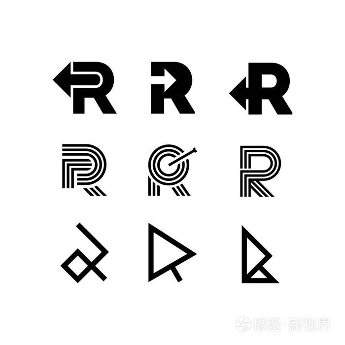 现代矢量徽标字母 r r 字母设计矢量箭头