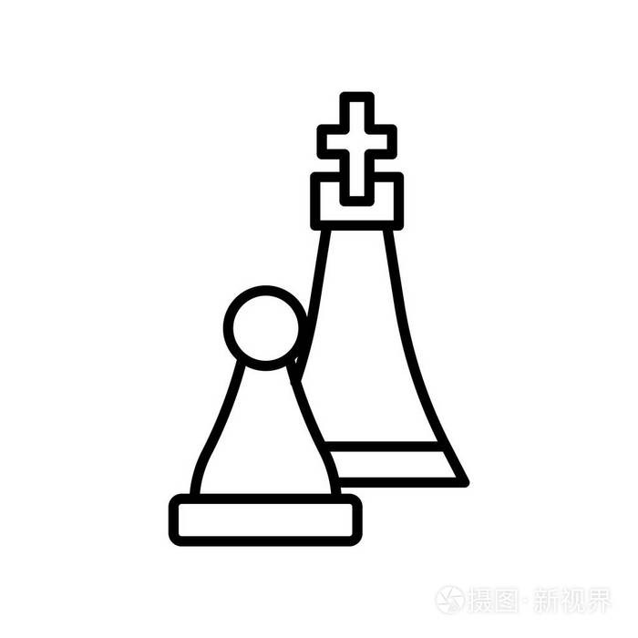白色背景下的象棋图标矢量符号与符号分离插画-正版商用图片093gfq-摄