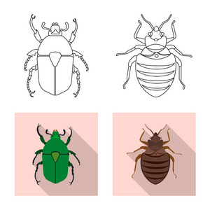 昆虫和飞行标志的孤立对象。股票昆虫和元素矢量图标集