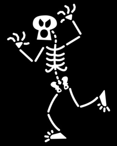 简约风格漫画有趣的骨架上升他的手臂照片