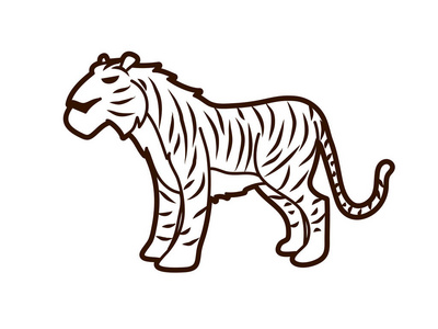 老虎卡通标志图形向量