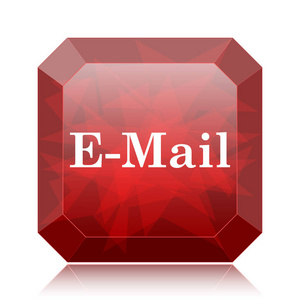 电子邮件图标, 红色网站按钮白色背景
