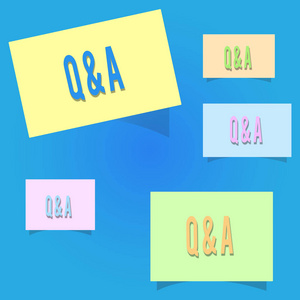 概念手写显示 Q 和 a. 商业照片展示在展示组之间交换问题和答案