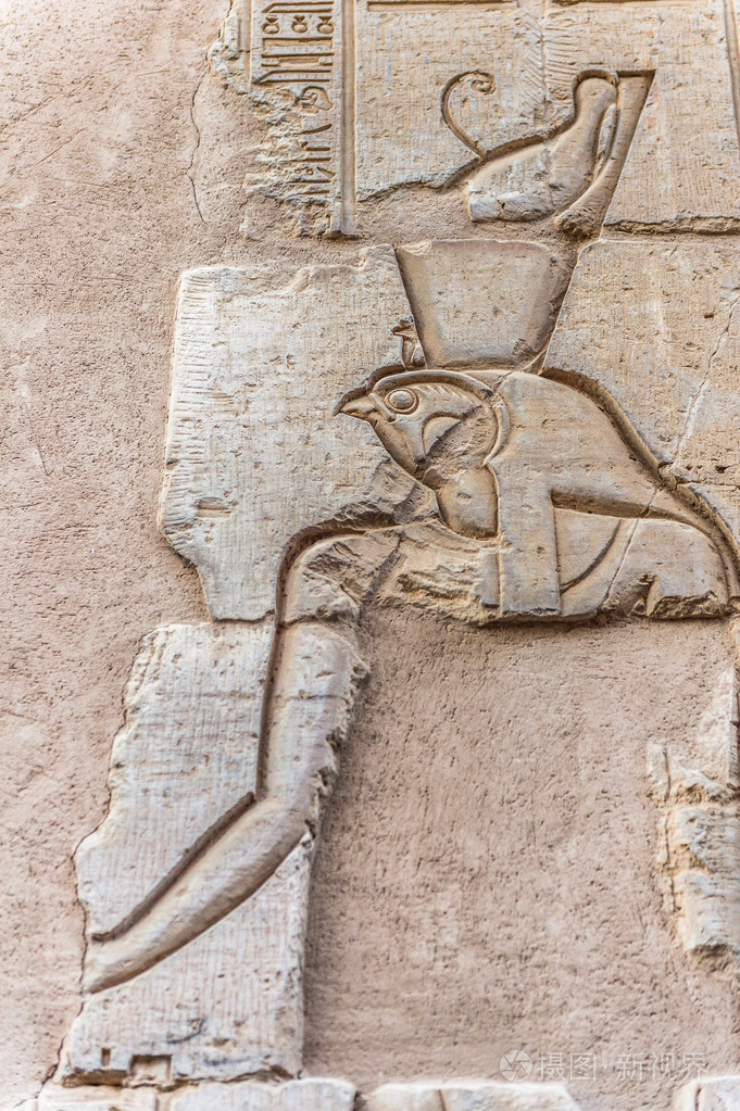 埃及象形文字在柑翁布，埃及的索贝克寺庙的墙上