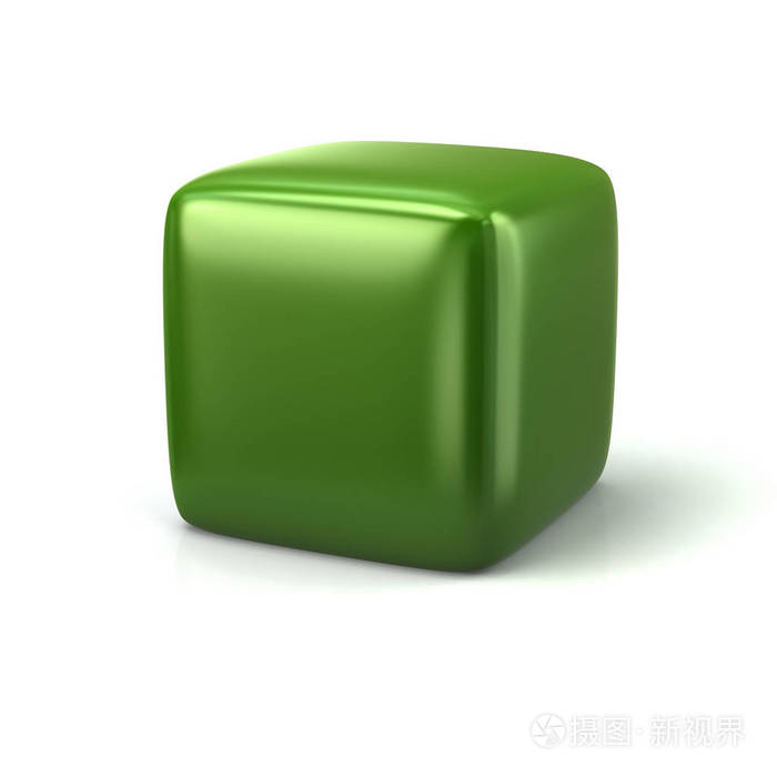 空白绿色立方体3d 例证在白色背景照片-正版商用图片0949n3-摄图新