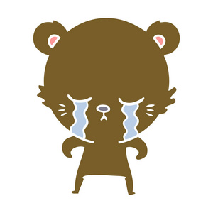 哭泣的扁平颜色风格动画片熊