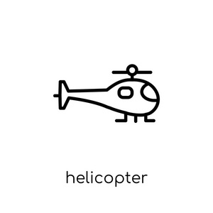 直升机图标。时尚现代平面线性矢量直升机图标在白色背景从细线汇集, 概述向量例证
