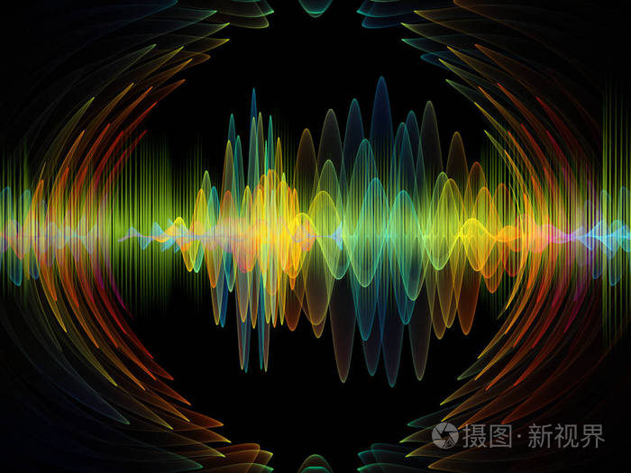 波函数系列彩色正弦振动光和分形元素的背景设计在声音