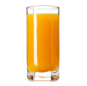 在白色背景上孤立的鲜橙汁