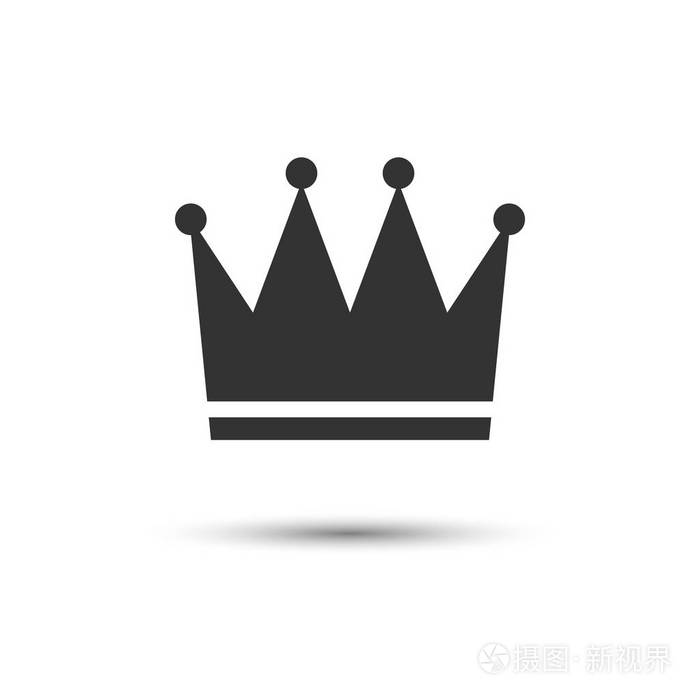 皇冠图标白色背景上的灰色矢量图扁平