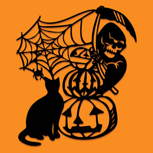 剪纸剪影万圣节死神装饰的向量例证照片