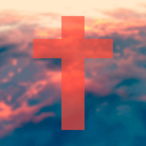 红色十字架在天空背景