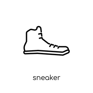 运动鞋图标。时尚现代平面线性向量运动鞋图标在白色背景从细线汇集, 概述向量例证