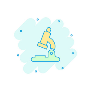 矢量卡通显微镜实验室图标的漫画风格.显微镜标志插图象形文字.