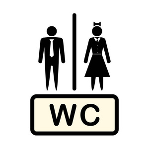 矢量图标表示男人和女人, 符号。概念。浴室。wc, 厕所。在浅色背景上隔离的插图