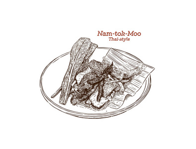 手绘素描矢量.泰国菜照片