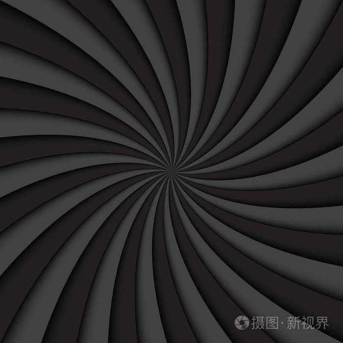 黑色和灰色漩涡背景, 旋转螺旋, apperture 的外观, 简单的快门, 矢量