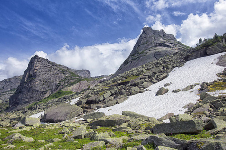 埃尔加基山西部的 sayans 在夏天