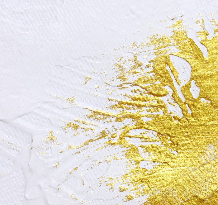 白色和金色的压克力纹理的绘画背景
