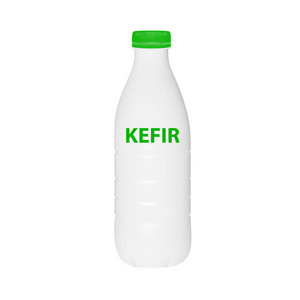 白色背景下的矢量隔离瓶 kefir