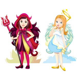 天使和恶魔天使和小恶魔的女孩照片