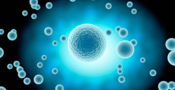 3d. 蓝色背景下人体细胞的图示