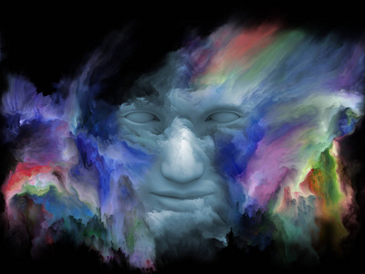 心雾系列。人脸与分形绘画的相互作用在内心世界梦想情感创造力想象力和人类心智中的主体