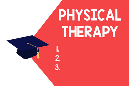 显示物理治疗的文本符号。概念照片治疗或 analysisaging 物理残疾理疗