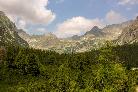 全景从绿色 beskid 山, 高 tatra, 与湖和瀑布