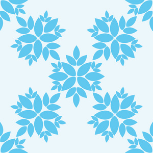 无缝模式与珊瑚蓝色花朵装饰