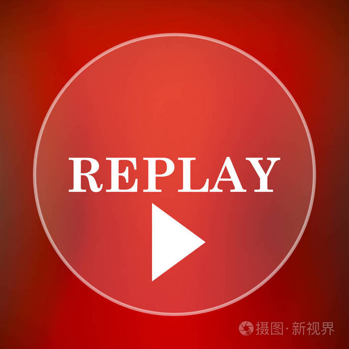 重播图标红色背景上的互联网按钮