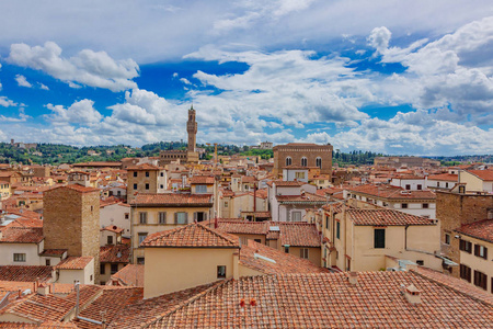 从乔托钟楼看意大利佛罗伦萨历史中心