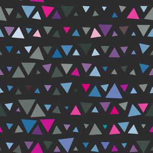 无缝模式的三角形，粉色和蓝色黑色背景上。矢量