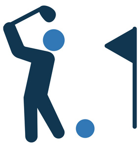 高尔夫命中或高尔夫球运动员独立矢量图标用于旅行和旅游项目