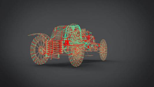 线框风格经典复古汽车3d 从搅拌机应用渲染结果