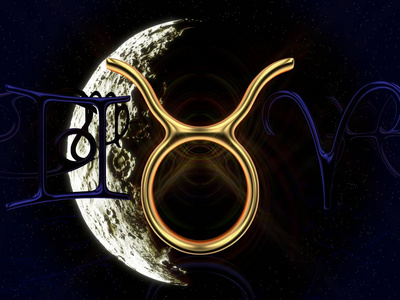 月亮前的金色占星符号-金牛座照片