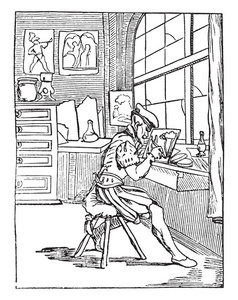 玻璃画家, Vitripictor, 古董雕刻插图。Magasin Pittoresque 1836