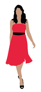 穿红衣服的时髦女人插图