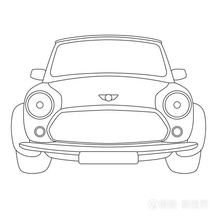 经典的汽车矢量插画正面