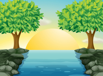 卡通河岸图片-卡通河岸素材-卡通河岸插画-摄图新视界