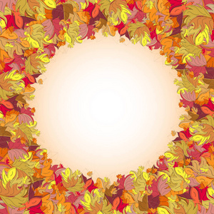 秋天叶子背景。彩色框架您的网站或其他卡。矢量插图