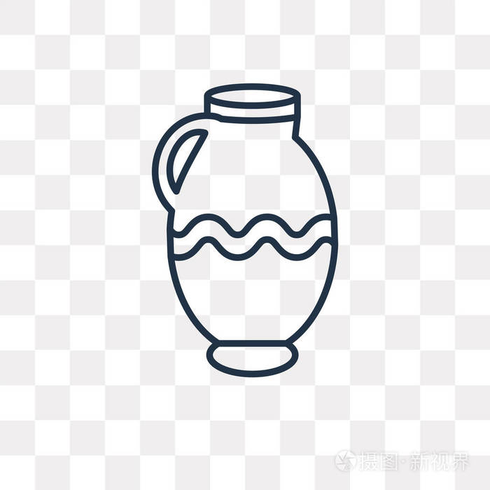 花瓶矢量轮廓图标隔离在透明背景上, 高质量的线性花瓶透明度概念可以