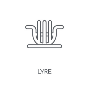 lyre 线性图标。莱尔概念笔画符号设计。薄的图形元素向量例证, 在白色背景上的轮廓样式, eps 10