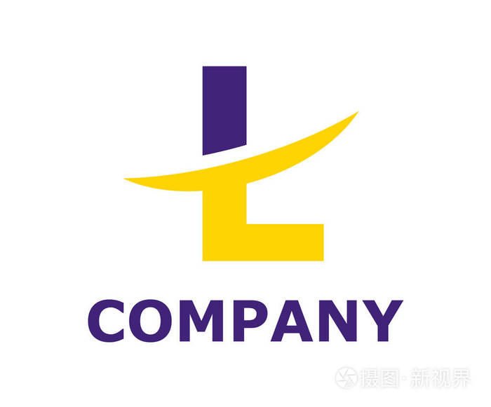 紫色和黄色徽标符号切片类型字母 l 由刀片式服务器初始业务徽标设计