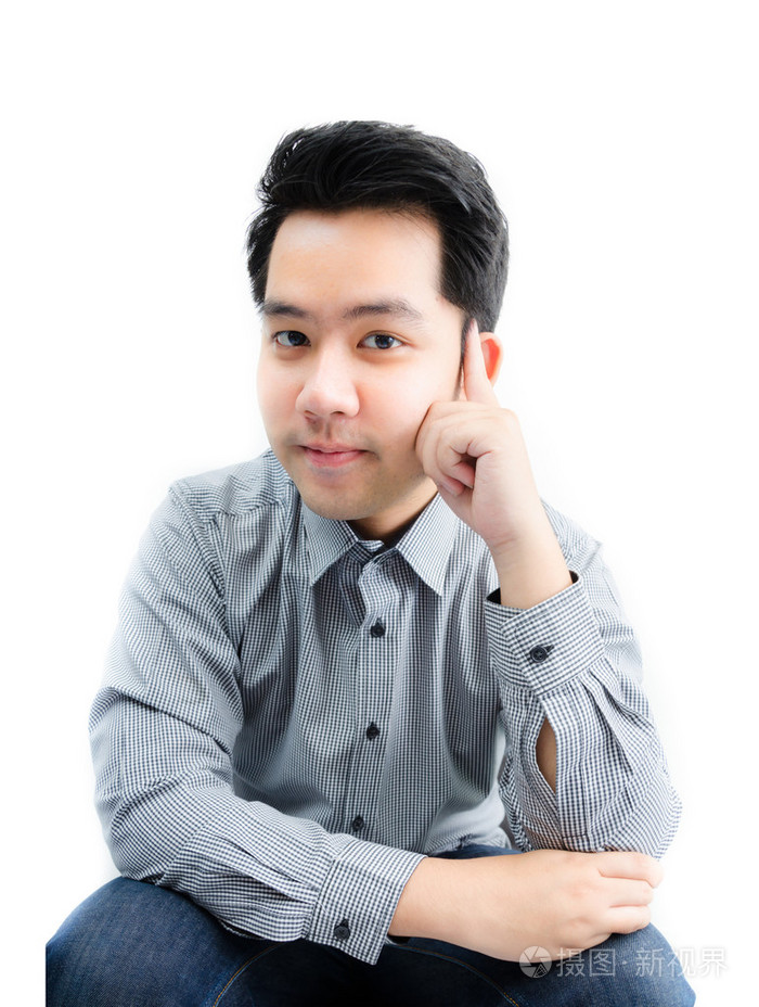 年轻人看着相机 portriat照片-正版商用图片096o39-摄图新视界